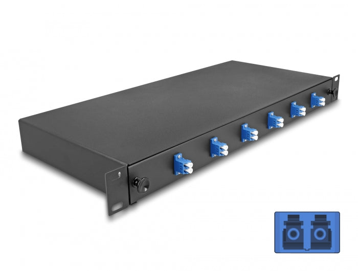 Delock 19? LWL Spleißbox 6 x LC Duplex OS2 1HE spleißfertig komplett bestückt Delock 19? LWL Spleißbox 6 x LC Duplex OS2 1HE spleißfertig komplett bestückt